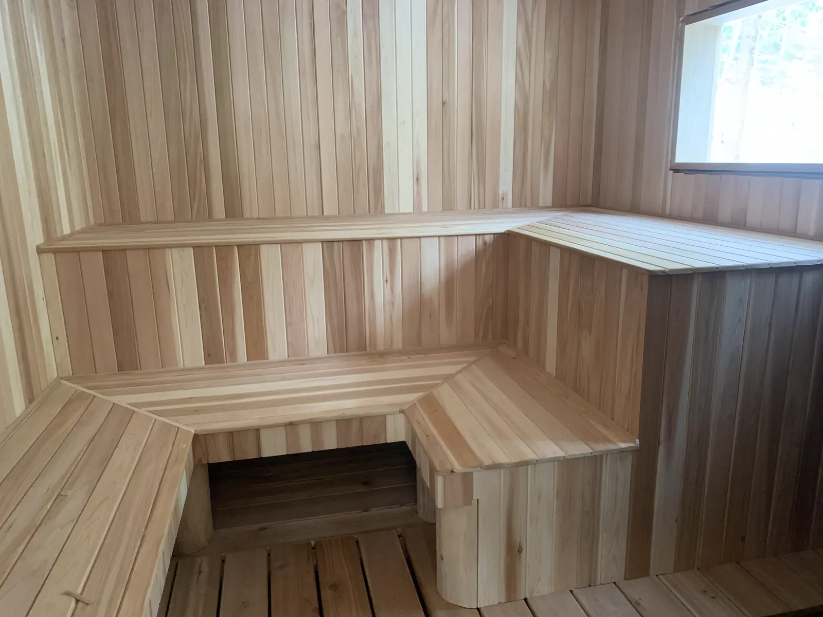 Custom cedar sauna interior finishing