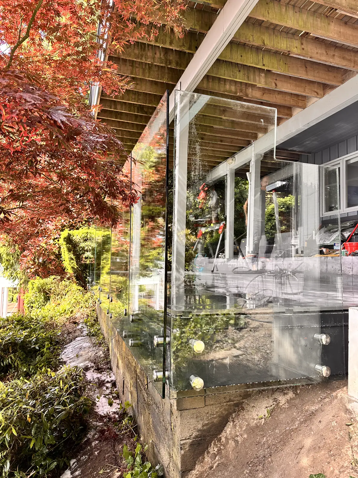 Exterior cladding and railing detail